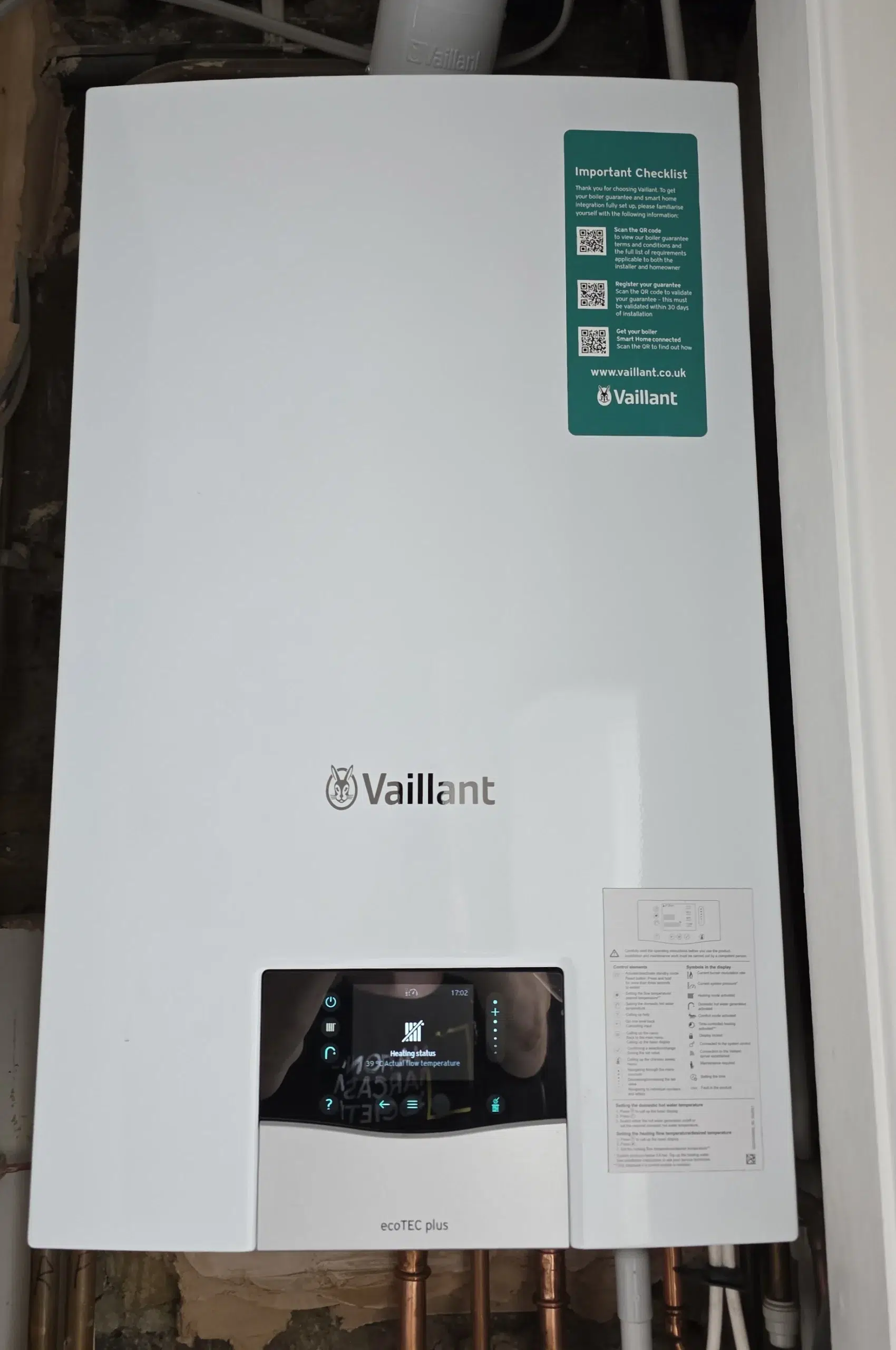 Vaillant ecoTEC plus combi boiler installed by MAK Plumbing Streatham
